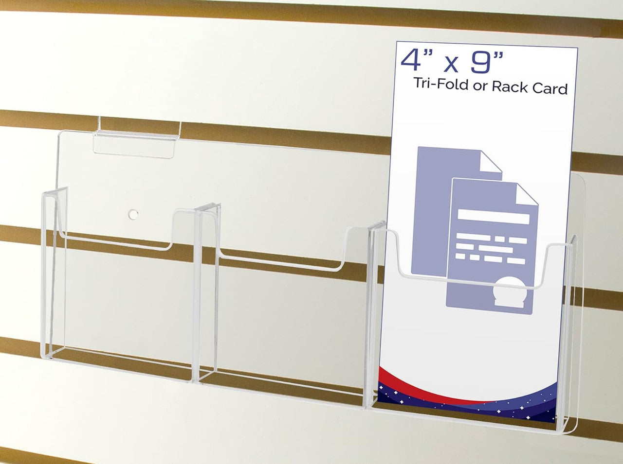 Slatwall 4"W Trifold Brochure Holder 3 Pocket Display