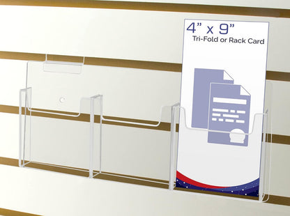 Slatwall 4"W Trifold Brochure Holder 3 Pocket Display