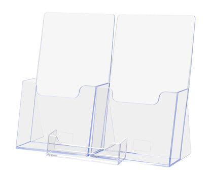 Two Pocket Brochure Stand for 4.25"W Trifolds with Card Pocket