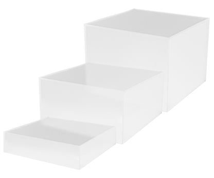 Nesting Display Boxes 3 Piece Retail Product Bin 5 Sided Cube