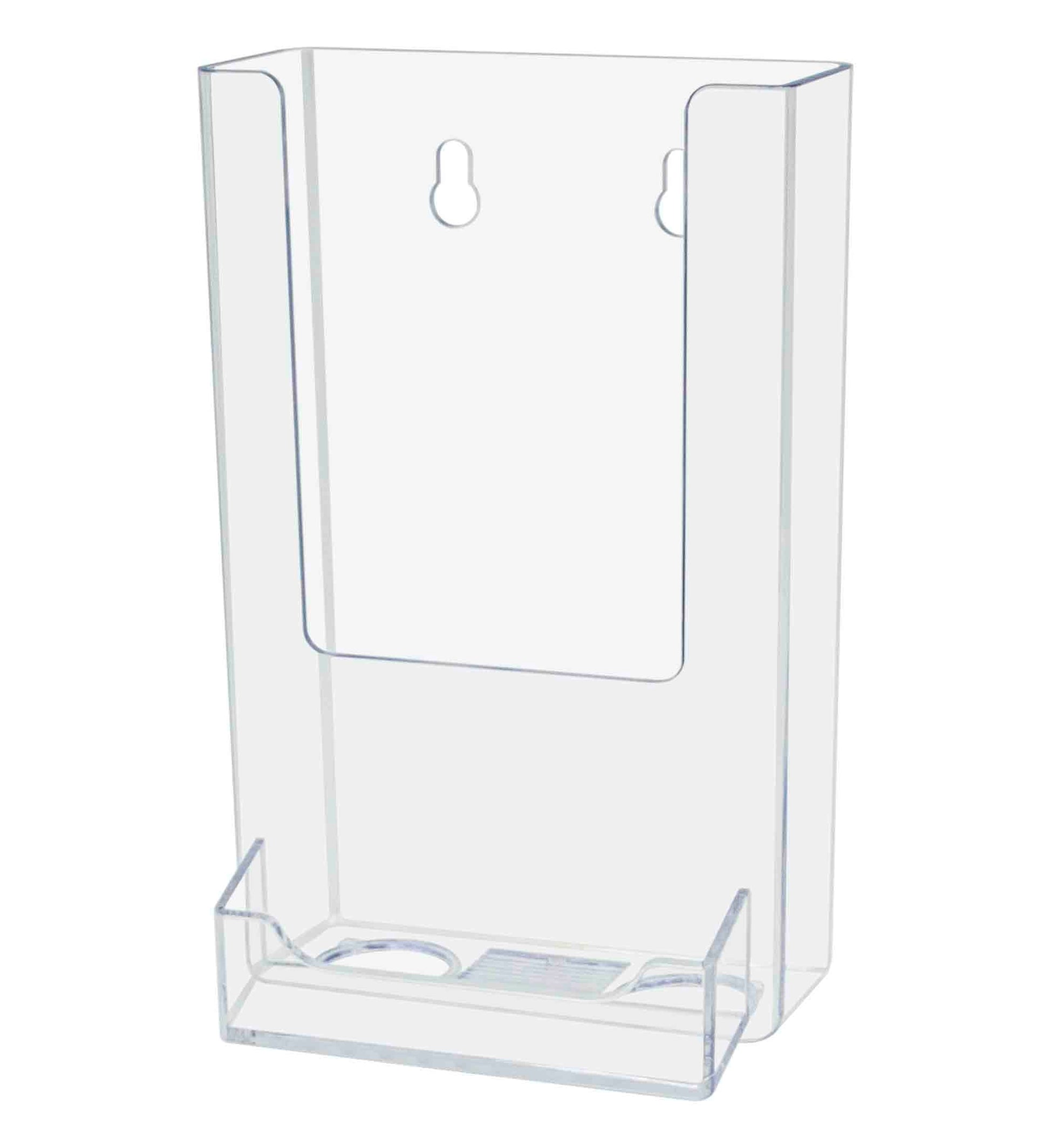 4"W Trifold Brochure Holder Display with Business Card Pocket