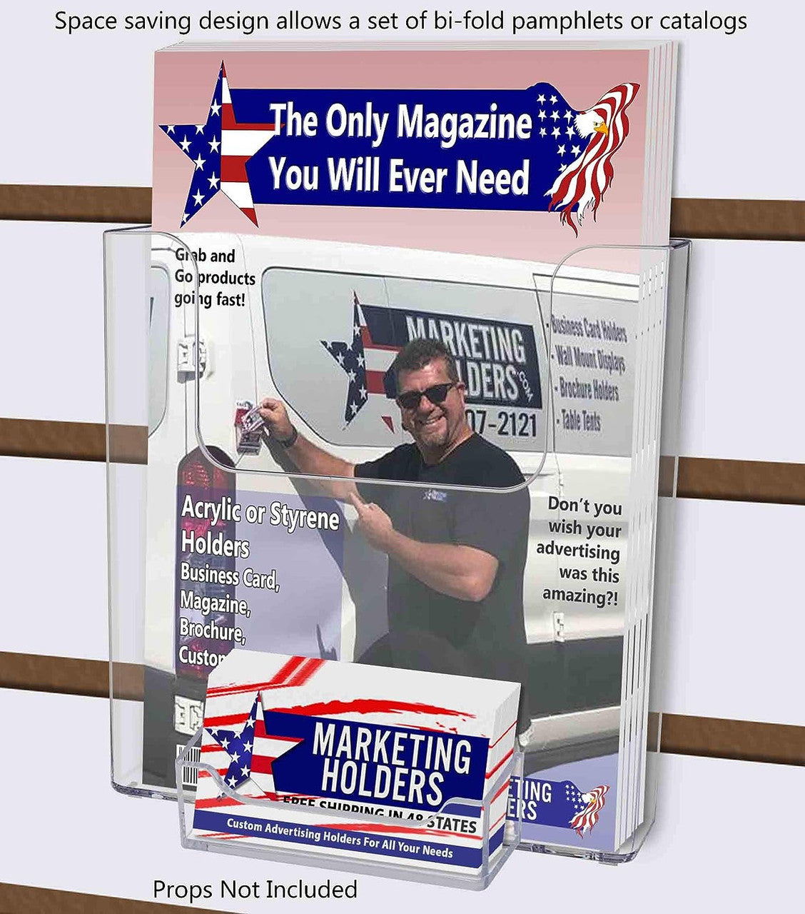 Slatwall 6.5" Advertisement Holder with Business Card Slot