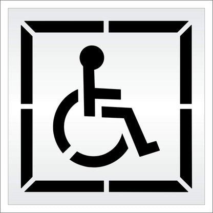 Handicap Stencil with Border for Parking Lots and Asphalt