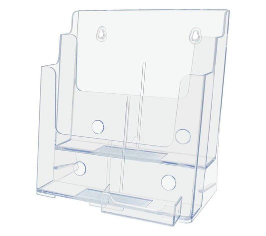 Brochure Holder for Trifolds and Magazines with Card Pocket