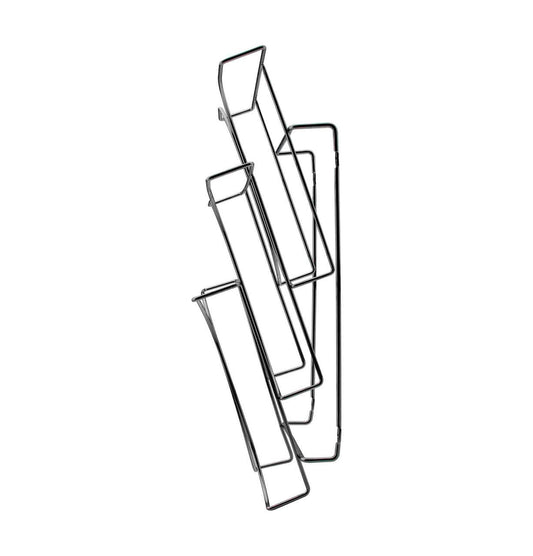 9"W Catalog Holder 3 Pocket Wire Tiered Display Wall Mount Chrome