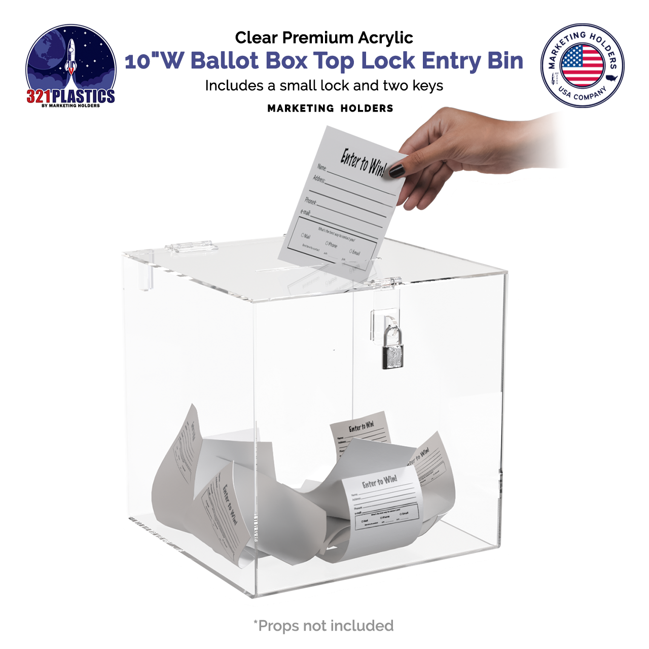 10"W Ballot Box Top Lock Entry Bin