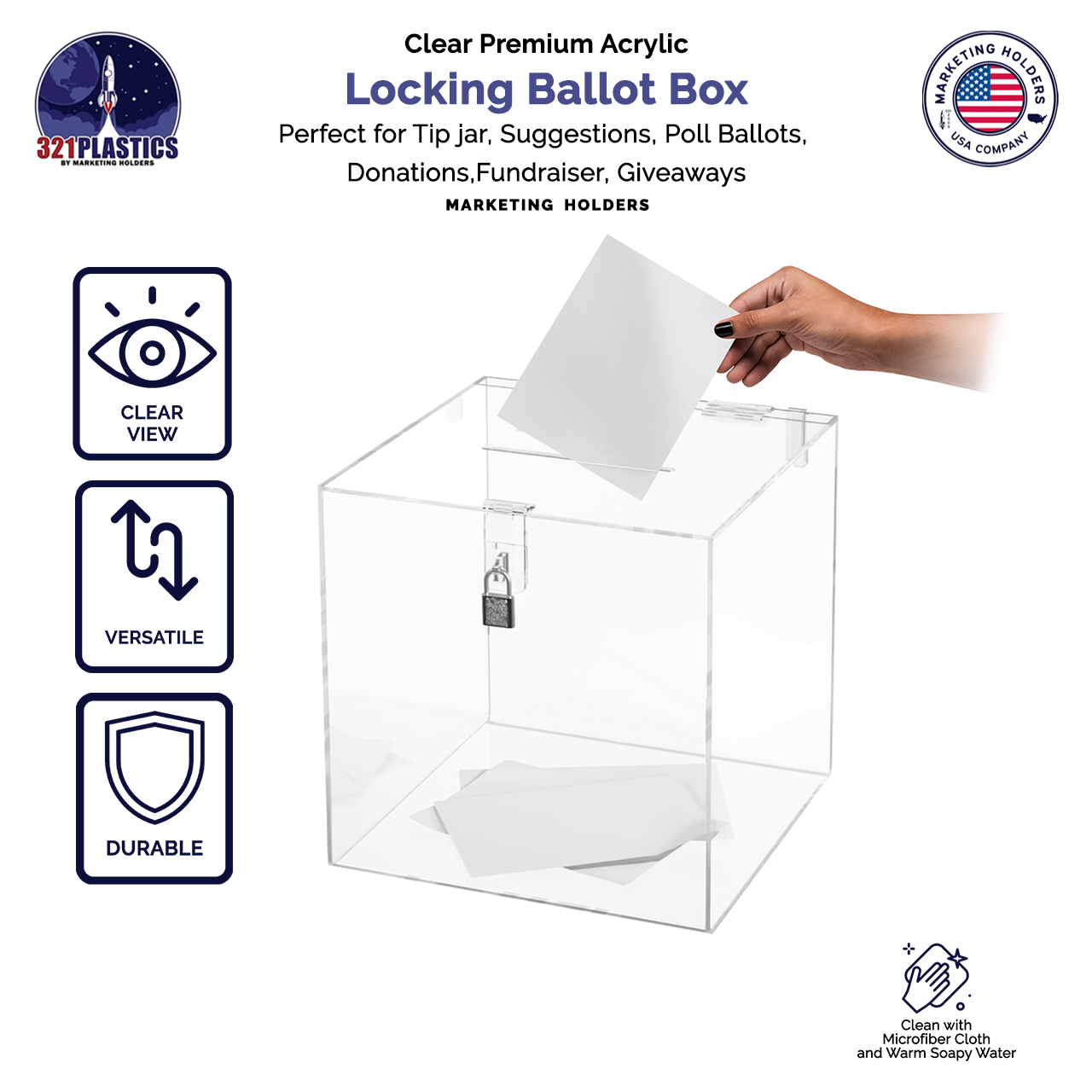 10"W Ballot Box Top Lock Entry Bin