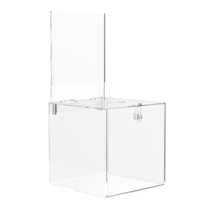 6" Square Ballot Box with Removable Header Clear Acrylic
