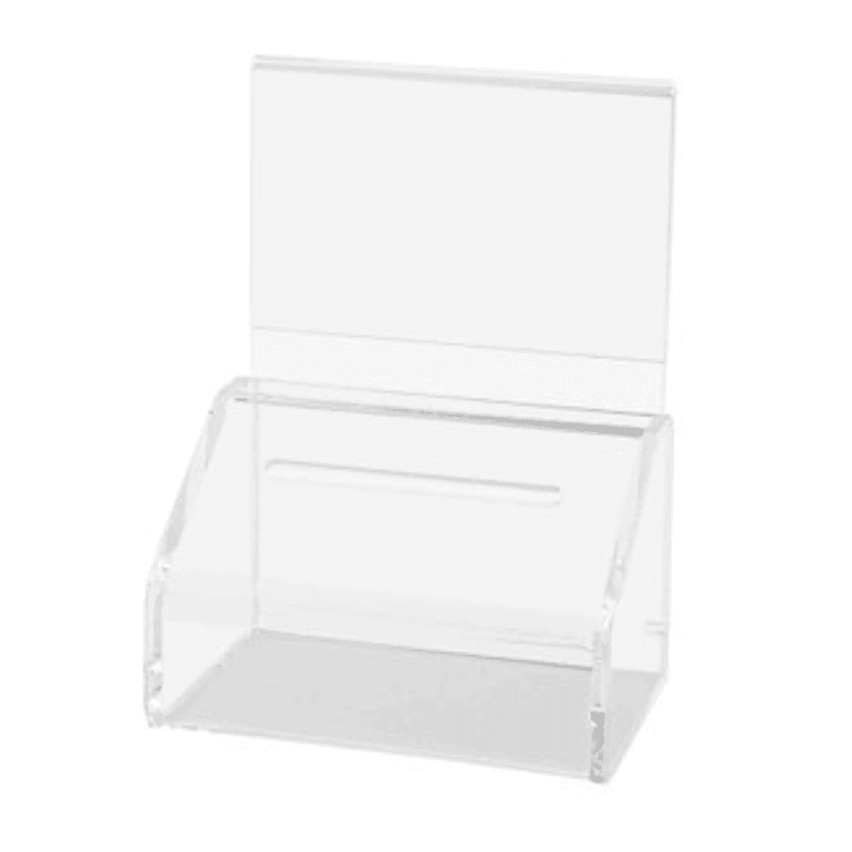 5"W Ballot Box Small Raffle Ticket Bin with Header Clear Acrylic