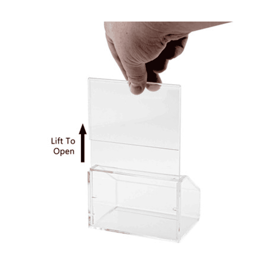 5"W Ballot Box Small Raffle Ticket Bin with Header Clear Acrylic