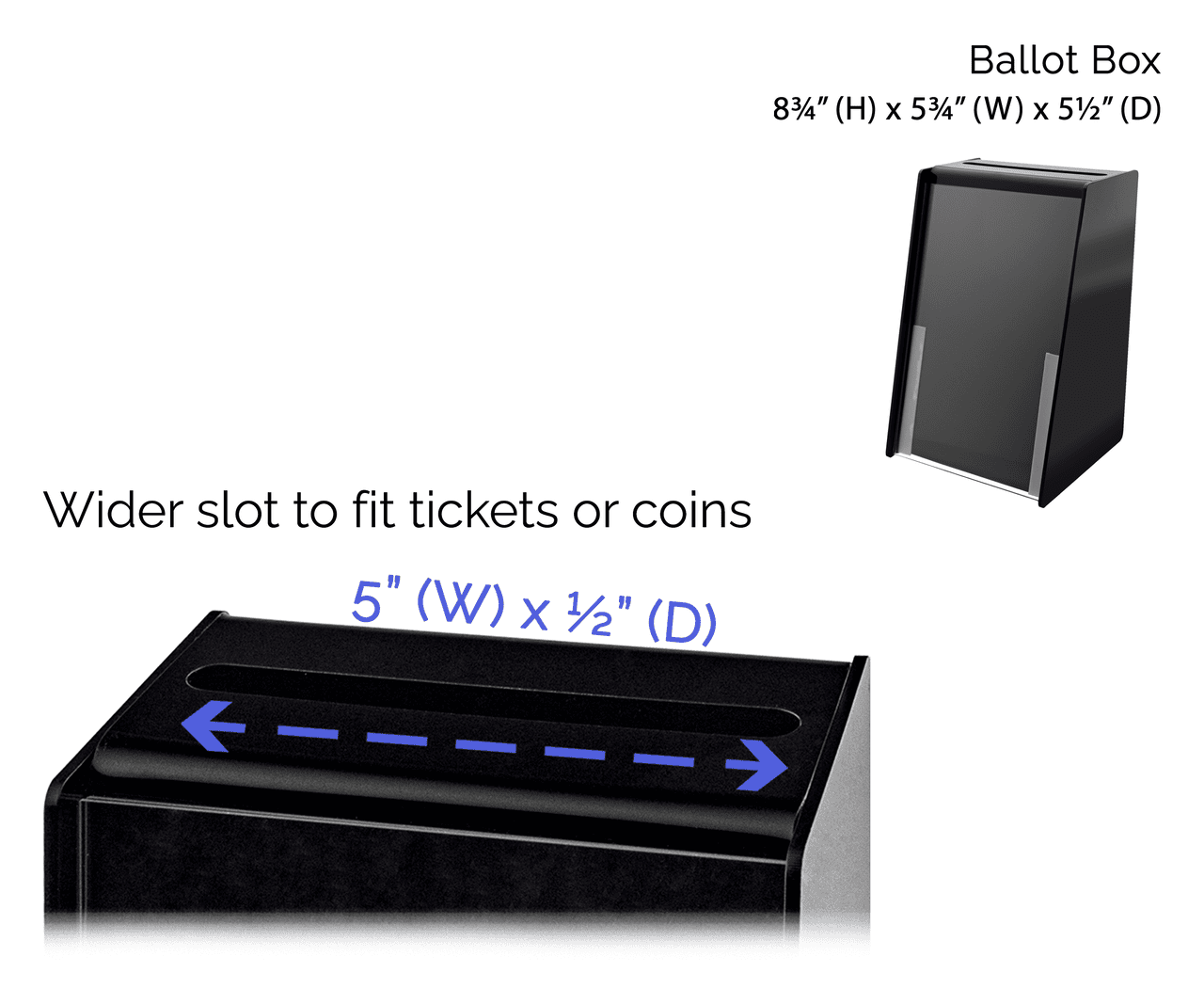 5.75"W x 8.75"H Locking Ballot Box Black Donation Bin with Sign Holder