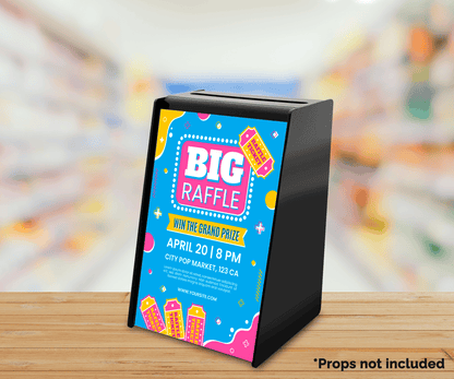 5.75"W x 8.75"H Locking Ballot Box Black Donation Bin with Sign Holder