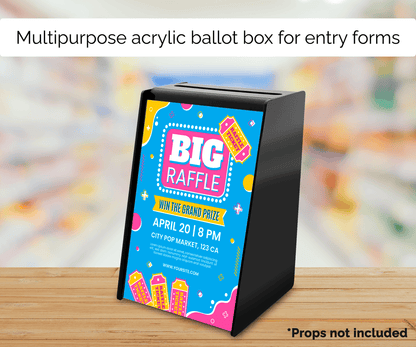 5.75"W x 8.75"H Locking Ballot Box Black Donation Bin with Sign Holder