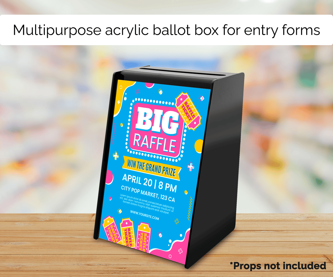 5.75"W x 8.75"H Locking Ballot Box Black Donation Bin with Sign Holder