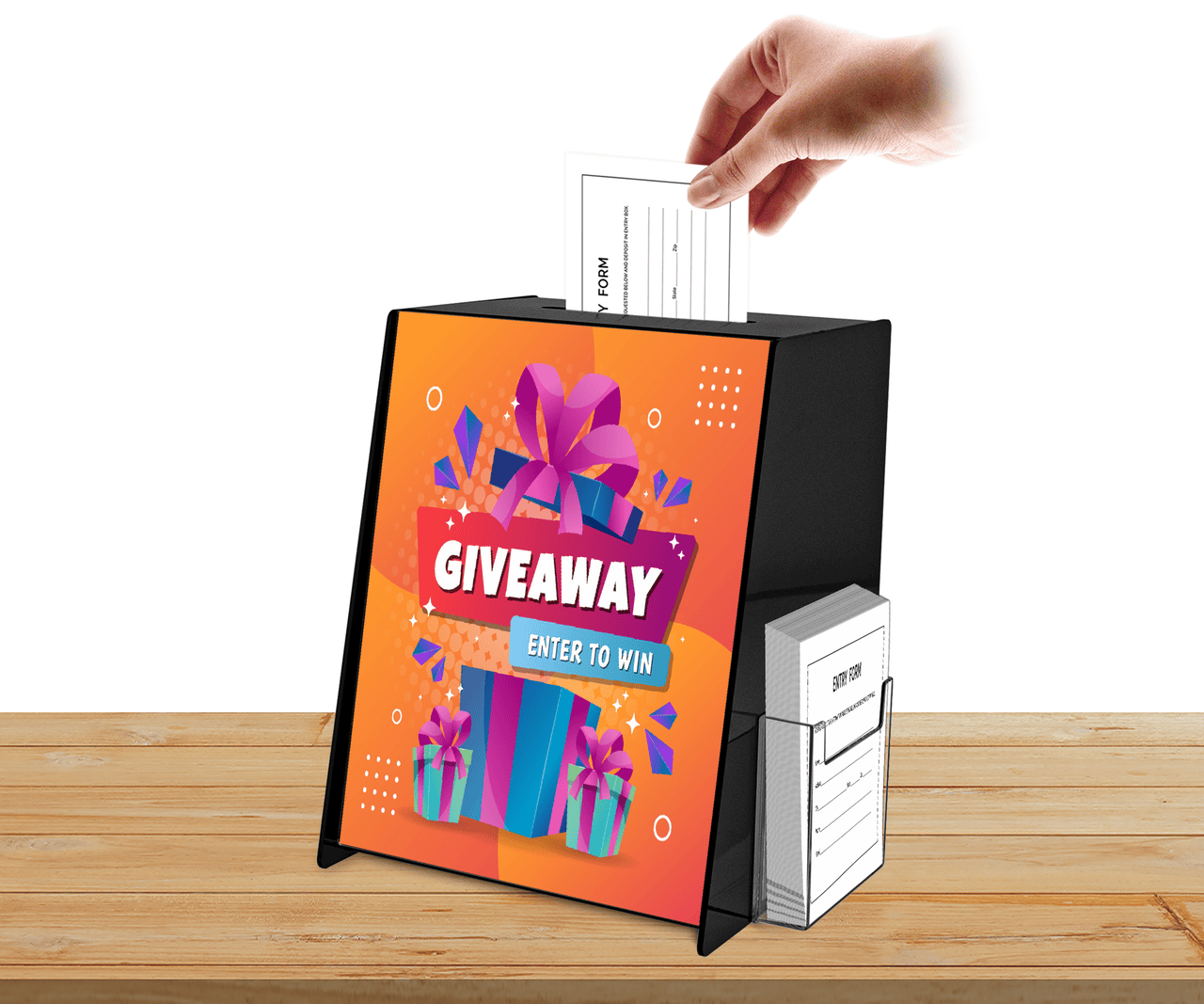 8.75"W x 11.5"H Locking Ballot Box with Sign and Entry Form Pocket