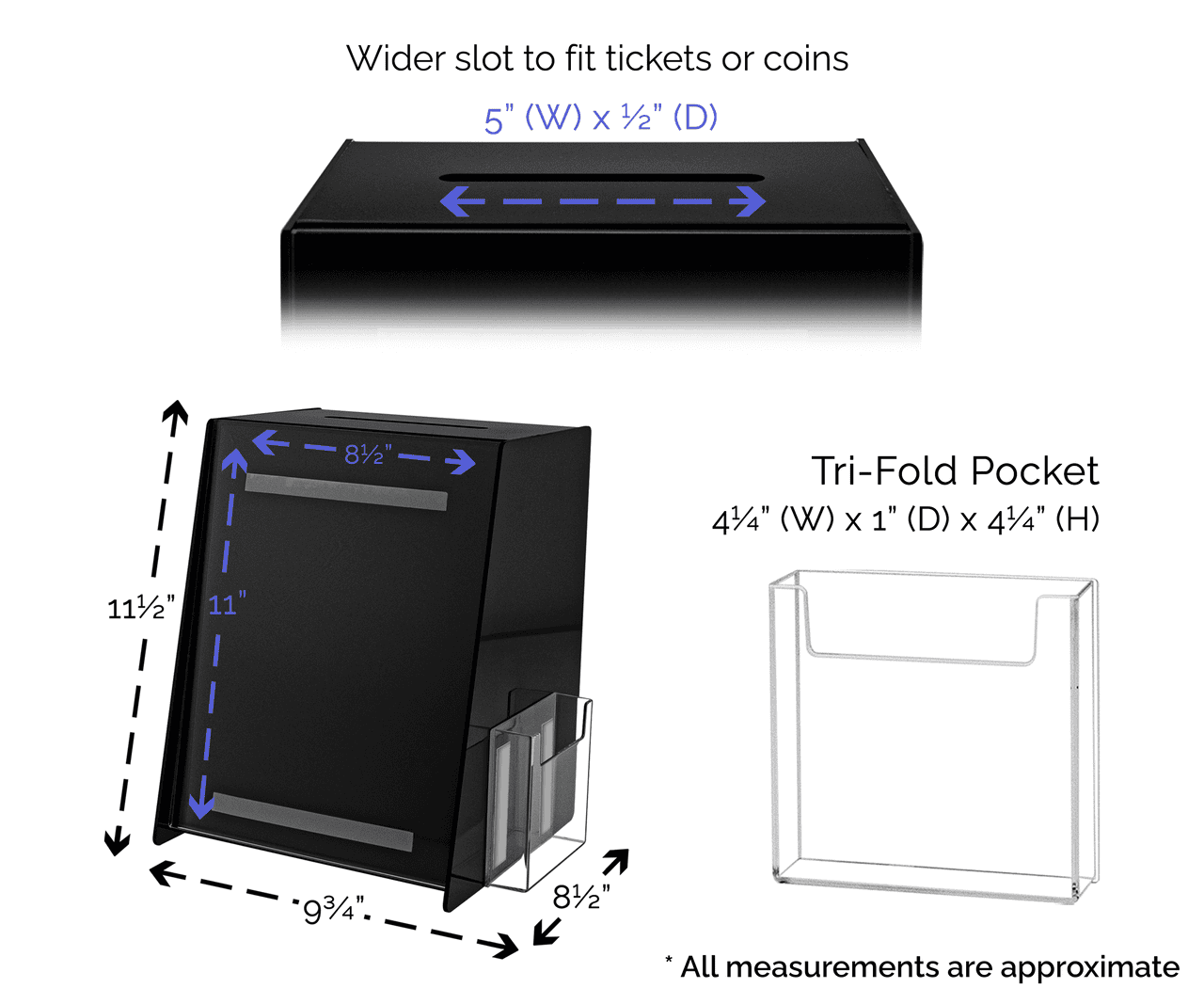8.75"W x 11.5"H Locking Ballot Box with Sign and Entry Form Pocket