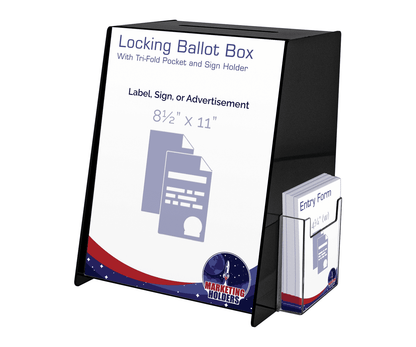 8.75"W x 11.5"H Locking Ballot Box with Sign and Entry Form Pocket
