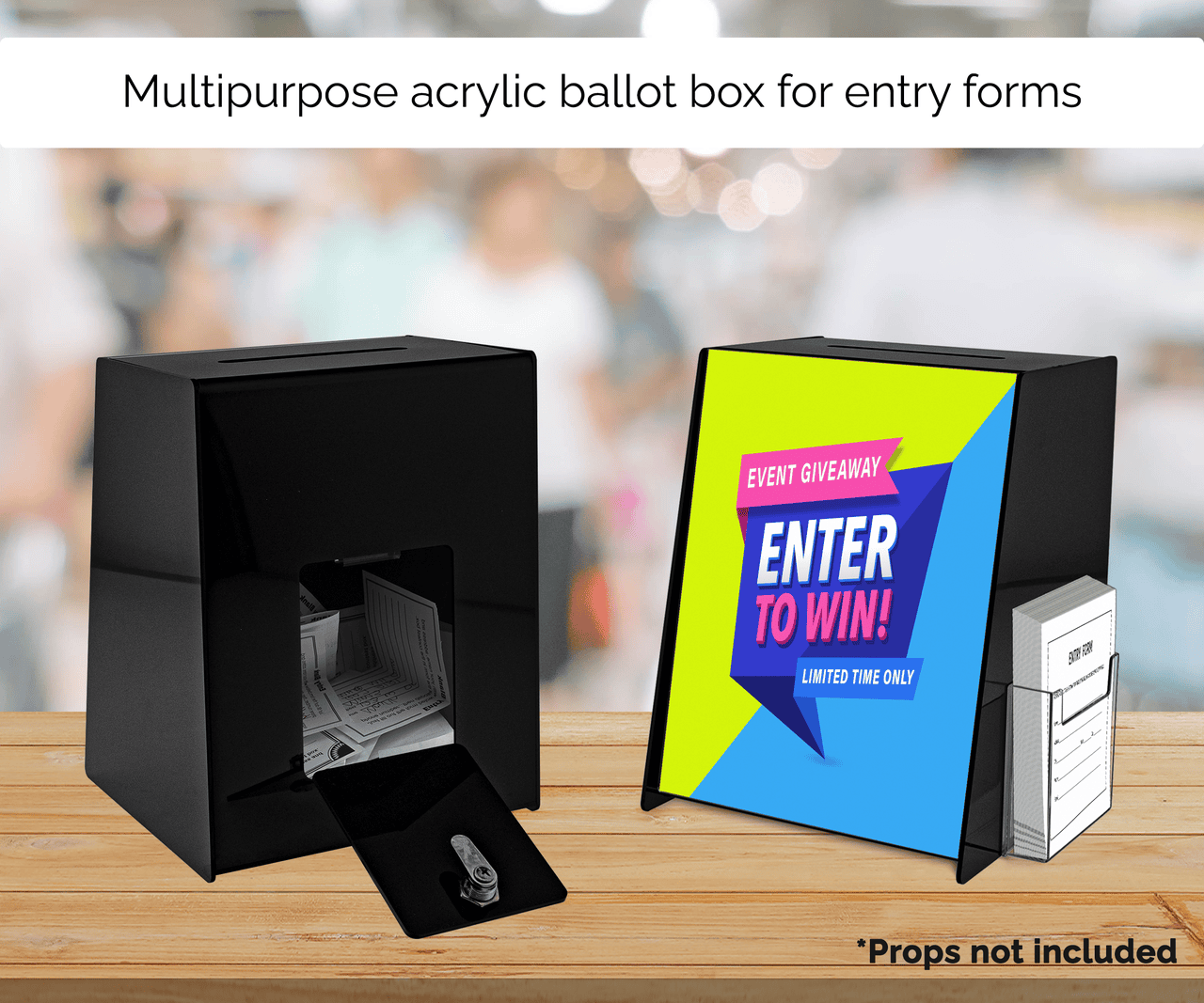 8.75"W x 11.5"H Locking Ballot Box with Sign and Entry Form Pocket