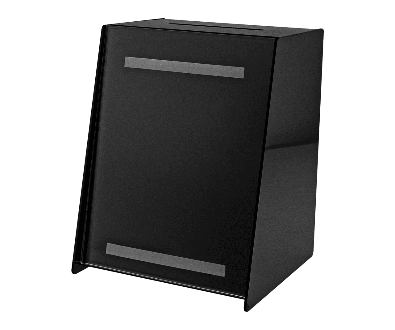 8.75"W Locking Ballot Box Black Donation Slot Slanted Sign Holder