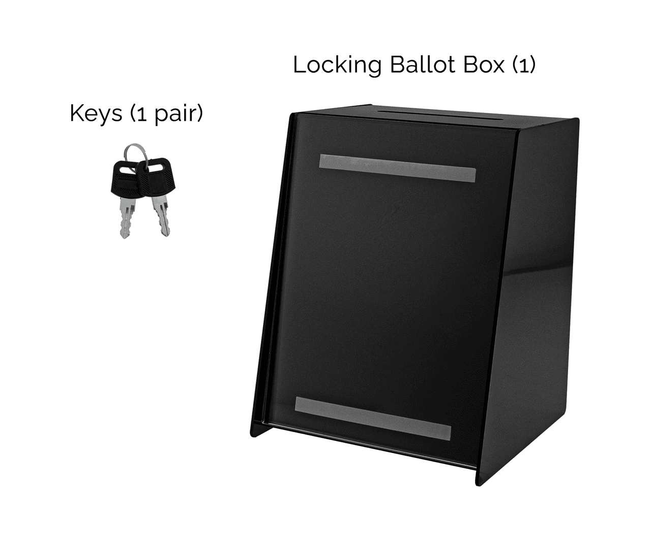 8.75"W Locking Ballot Box Black Donation Slot Slanted Sign Holder