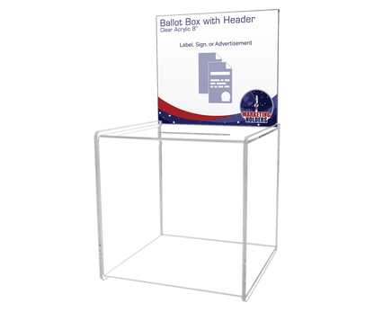 8" Ballot Box with Header Clear Acrylic Lead Collector