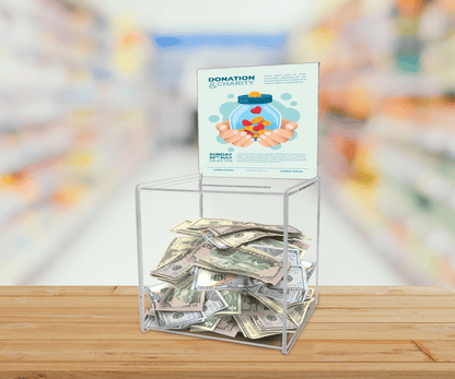 8" Ballot Box with Header Clear Acrylic Lead Collector