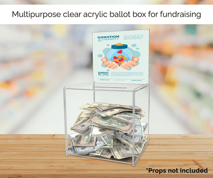 8" Ballot Box with Header Clear Acrylic Lead Collector