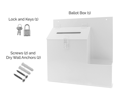 Wall Mount 9" Locking Ballot Box with Entry Form Pocket