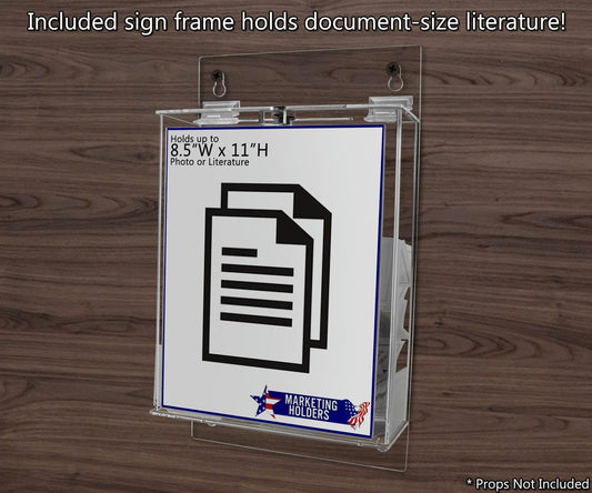 Included sign frame holds document size literature