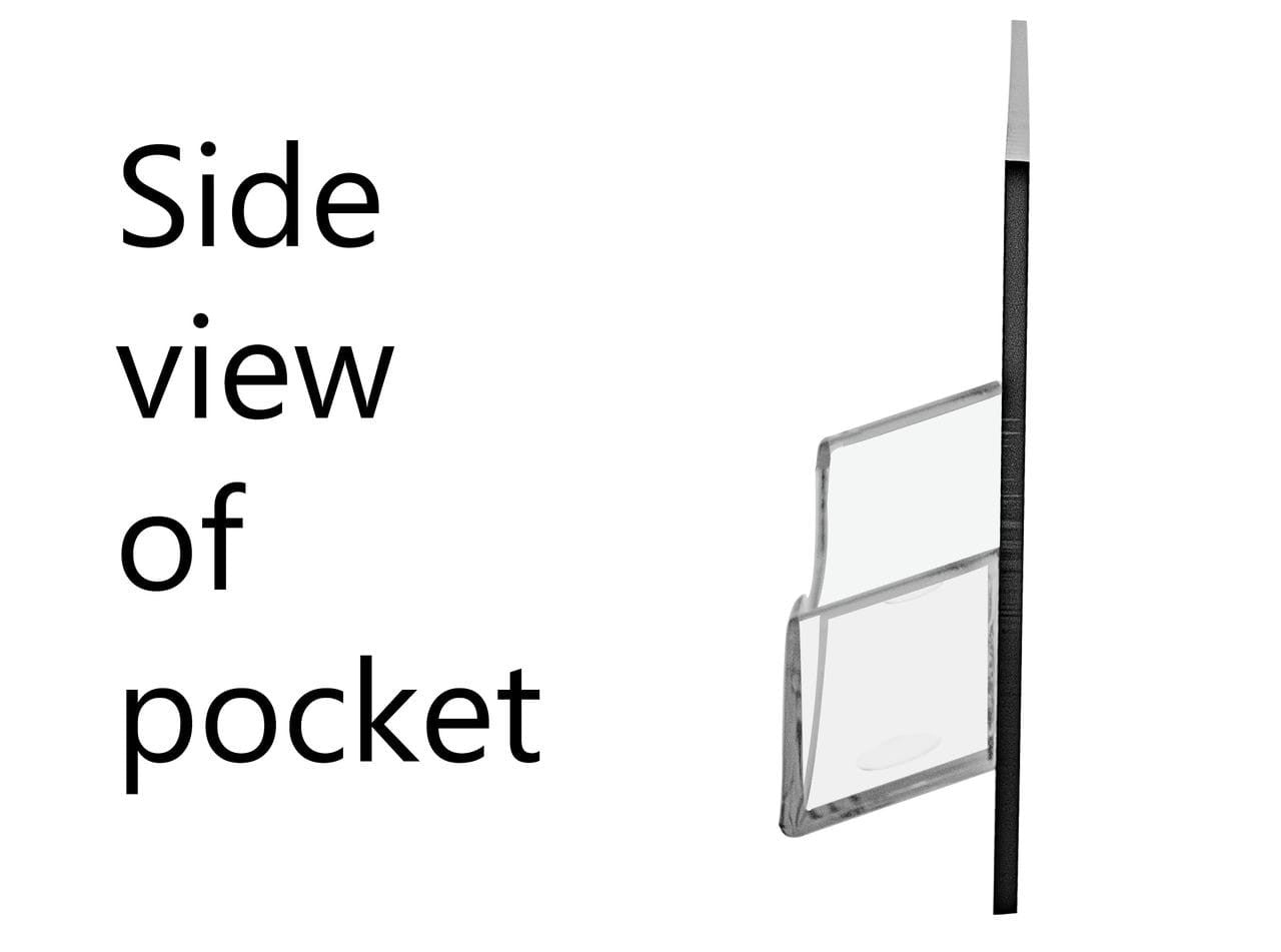 Security Badge Membership Card Gift Card Display Holder Large Black Backing Clear Pocket Side View