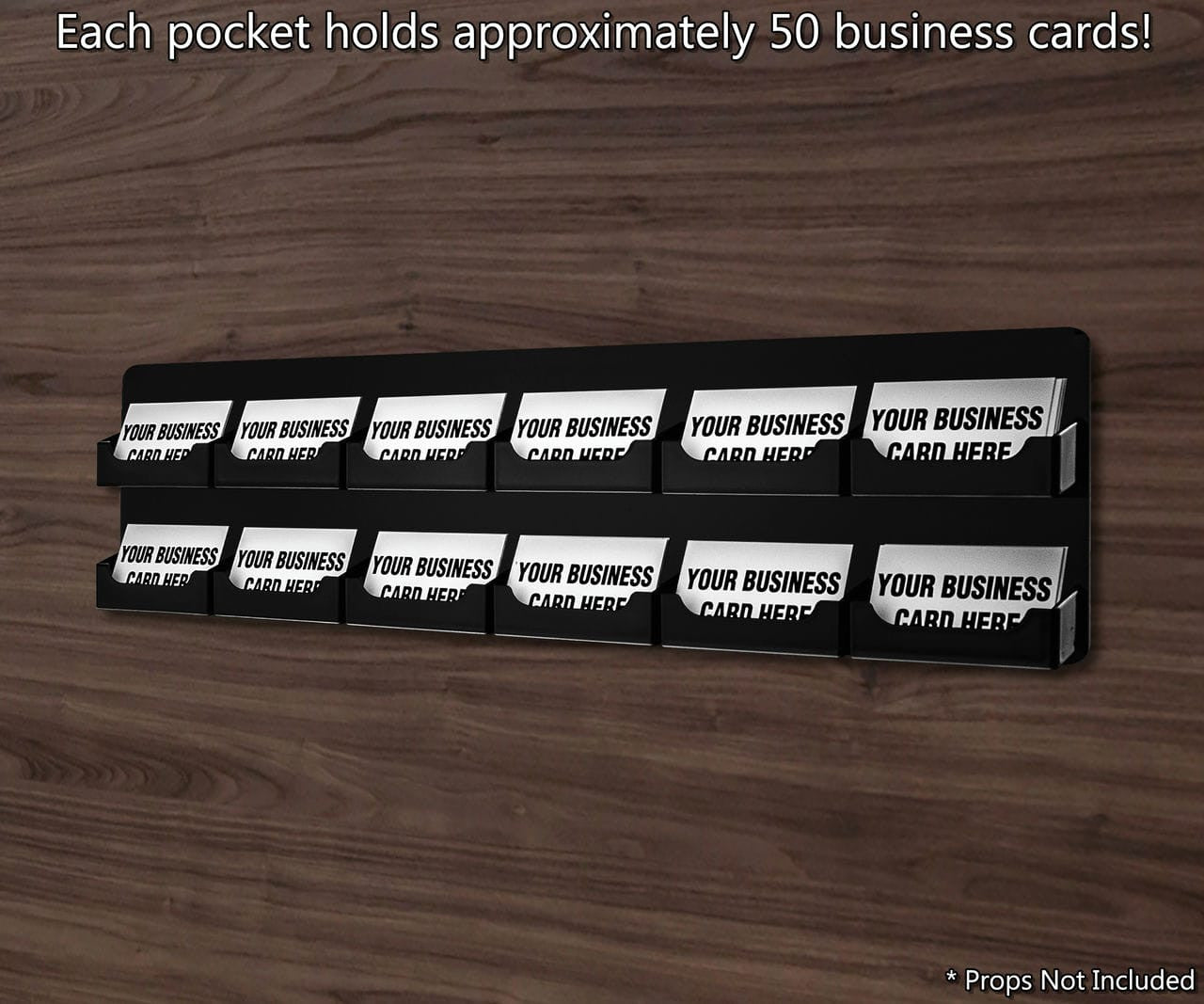 Each pocket holds approximately fifty business cards