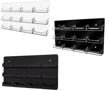 Clear on Clear Twelve Pocket Card Holder Clear on Black Business Appointment Gift Card Wall Organizer Black on Black Retail Rewards Card Display Rack for Walls