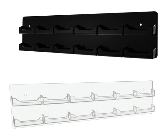 Clear on Clear Black on Black Twelve Slot Wall Panel Gift Card Array all variations