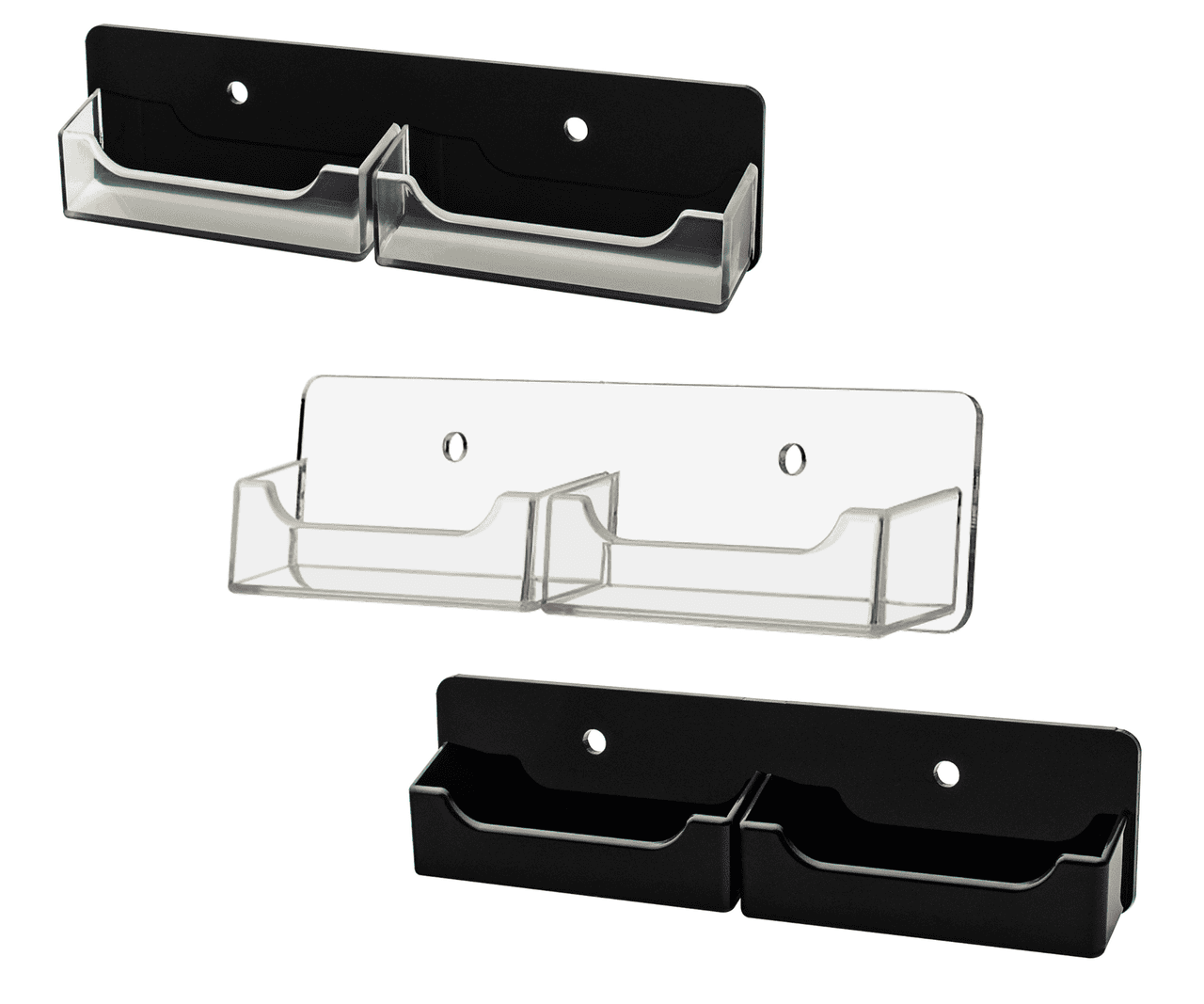 Clear on Clear Clear on Black Black on Black Card Display Rack