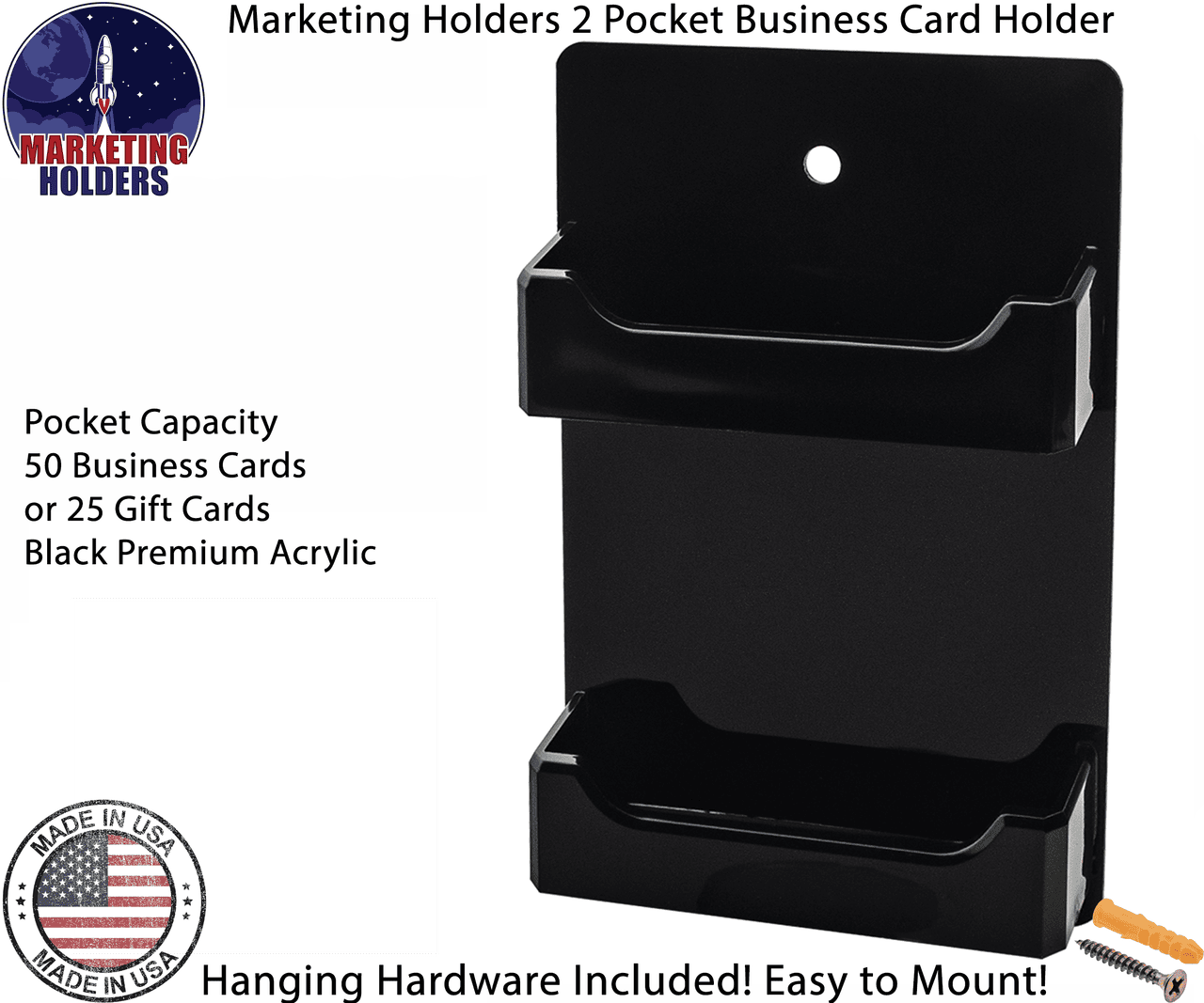 2 Pocket Hanging Business Card Holder
