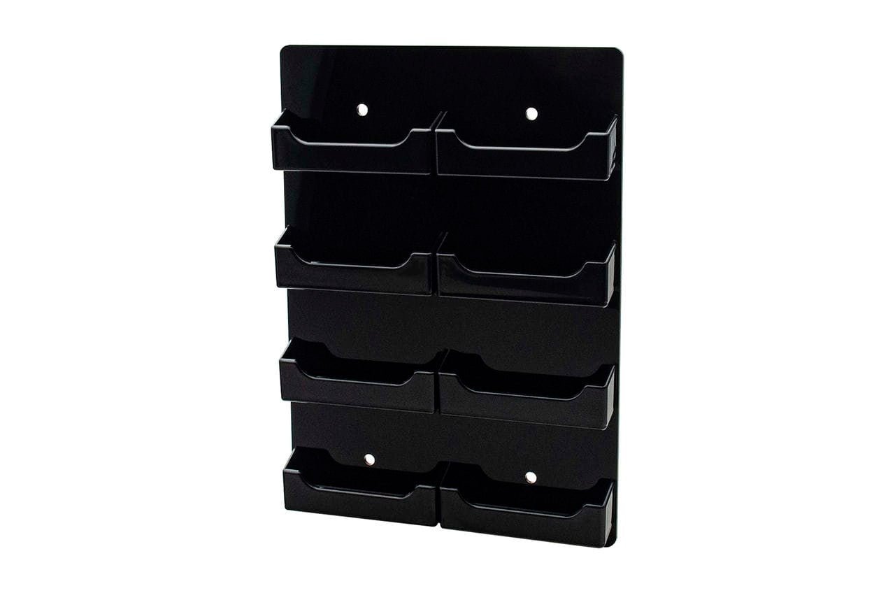 Eight Pockets Wall Mount Business Card Rack Holder Vertical Hanging black on black