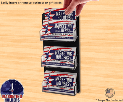 3 Pocket Wall Mount Business Card Holder