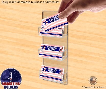 3 Pocket Wall Mount Business Card Holder