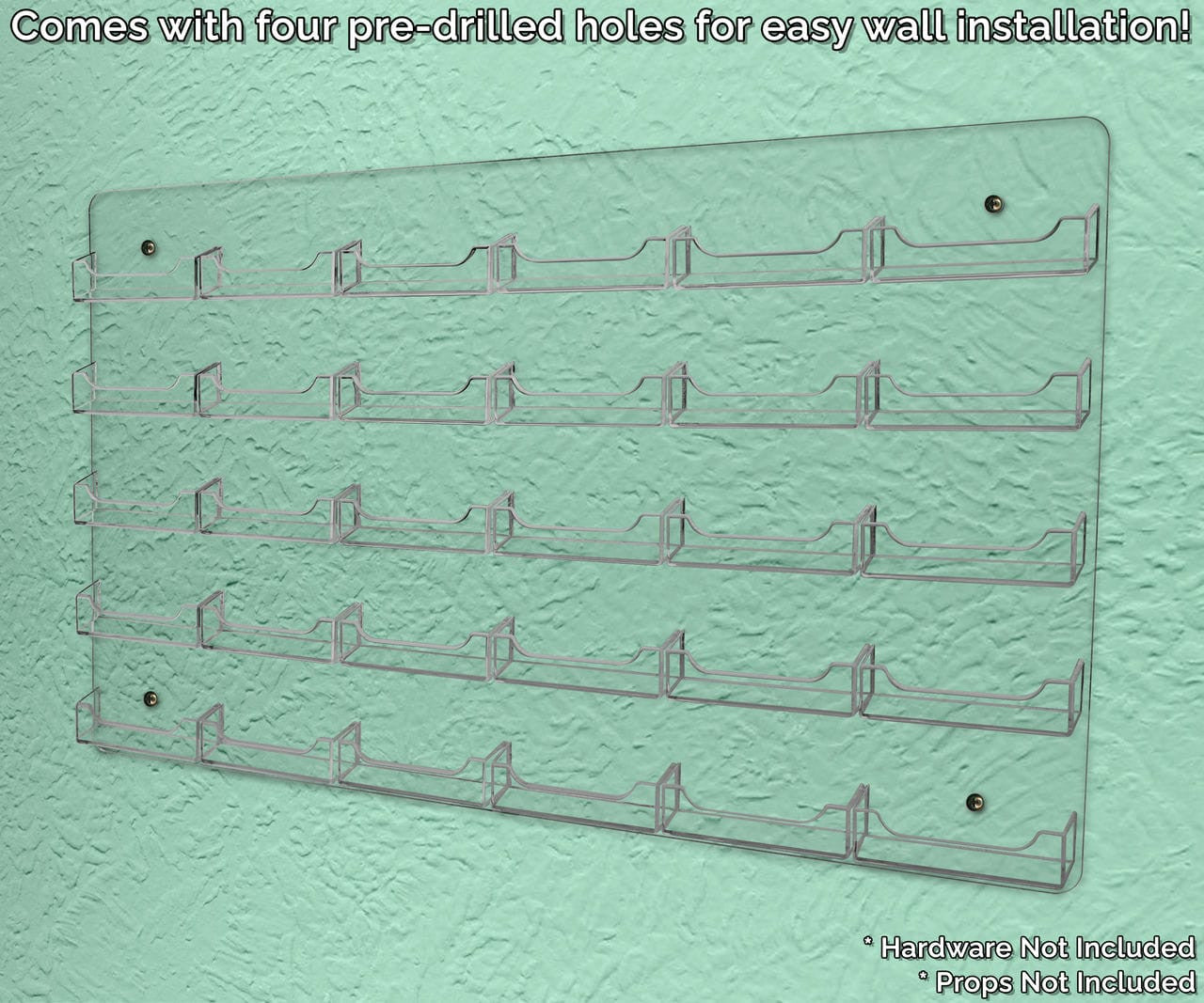 Comes with four pre drilled holes for easy wall installation