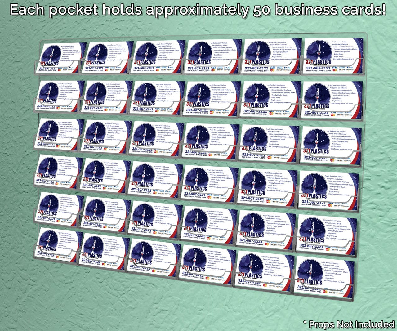 Each pocket holds approximately fifty business cards