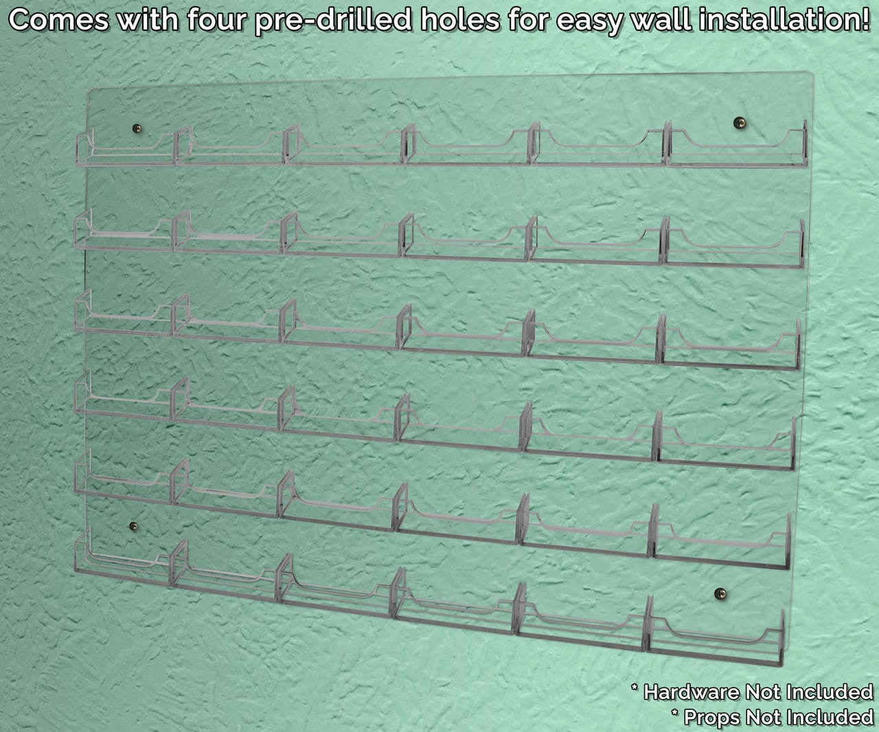 Comes with four pre drilled holes for easy wall installation