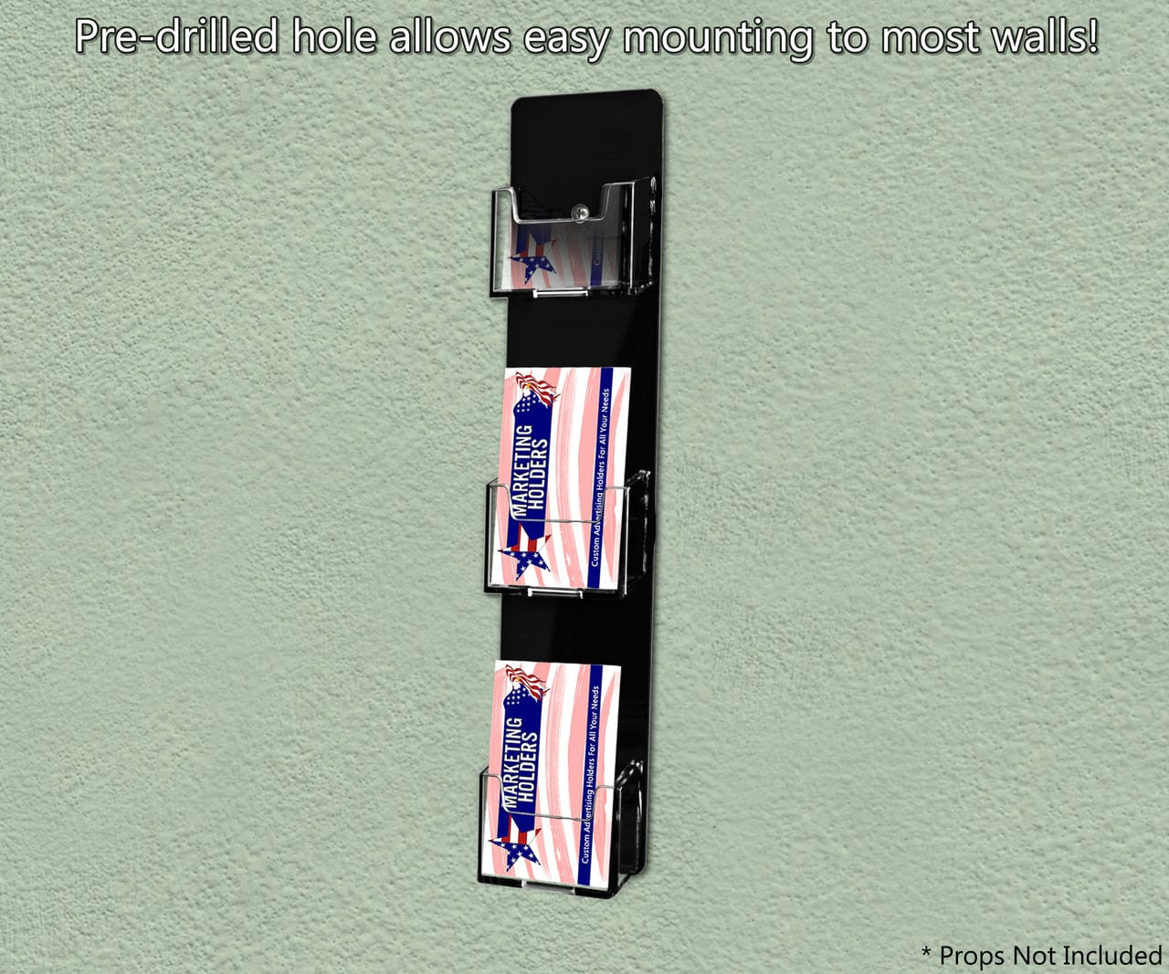 3 Pocket Hanging Vertical Business Card Holder Clear on Black