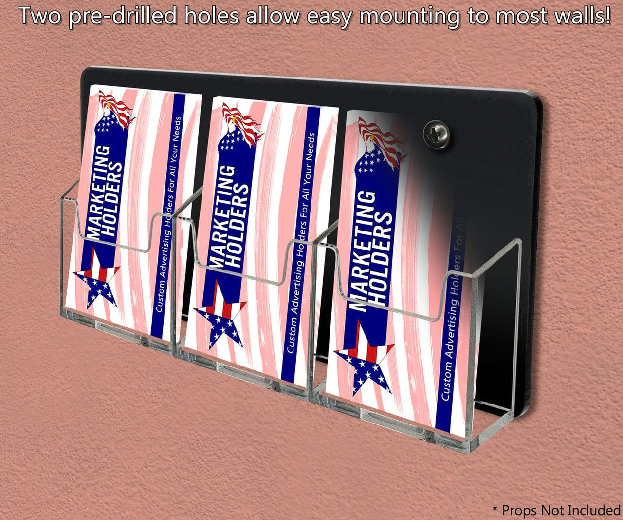 Two pre drilled holes allow easy mounting to most walls