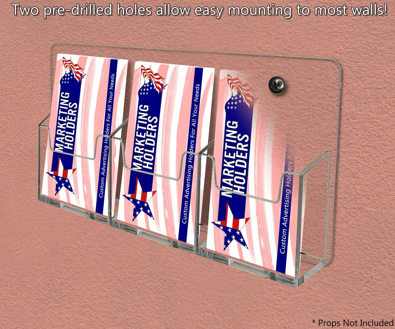 Two pre drilled holes allow easy mounting to most walls