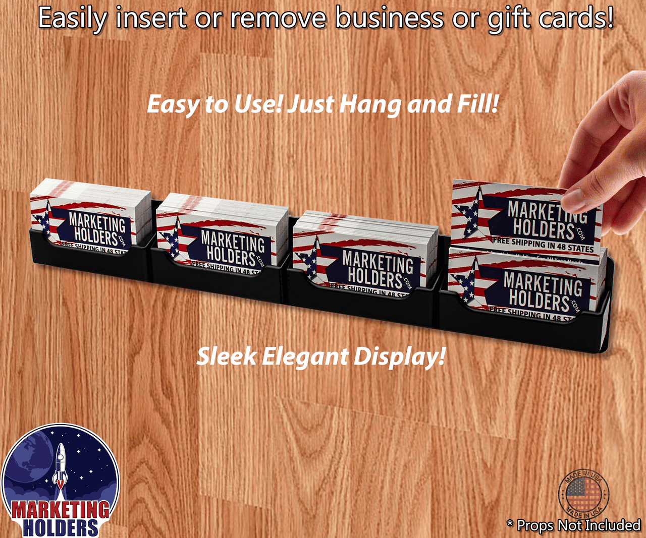 4 Pocket Wall Mount Business Card Holder