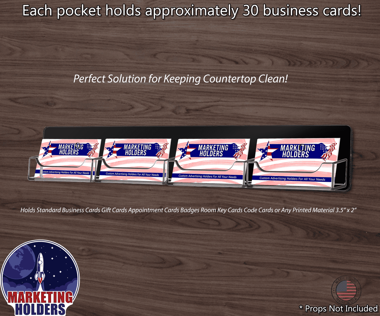 4 Pocket Wall Mount Business Card Holder
