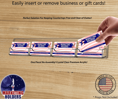 4 Pocket Wall Mount Business Card Holder