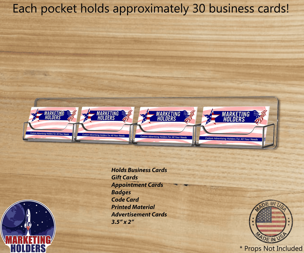 4 Pocket Wall Mount Business Card Holder