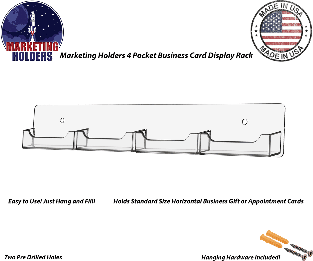 4 Pocket Wall Mount Business Card Holder
