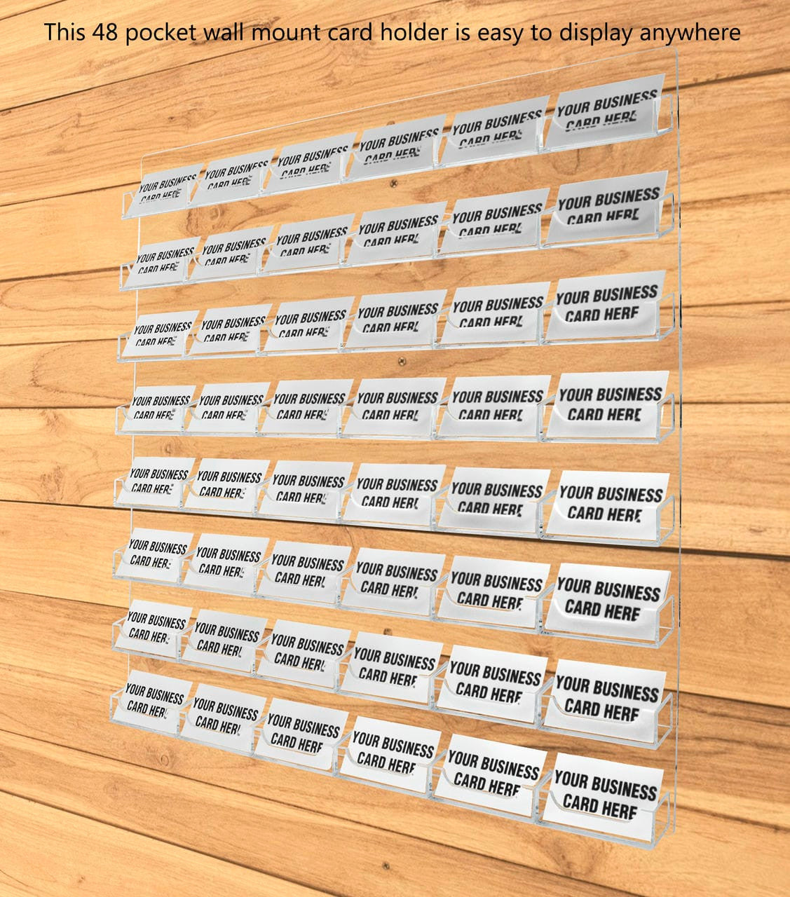 Forty Eight Pocket Wall Business Card Holder Gift Appointment Cards on a wall filled with business cards